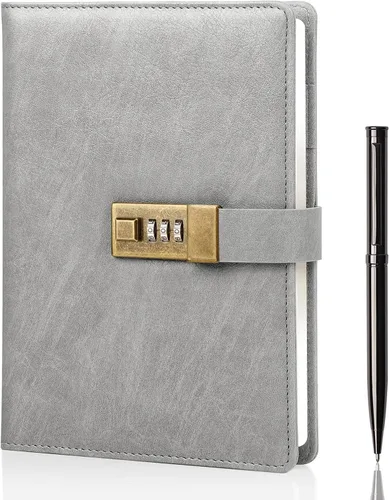 Vista 13 de WEMATE Diario con Cerradura, Diario A5 de Cuero PU con Cerradura 240 Páginas, Diario de Cerraduras Vintage, Cuaderno de Contraseña con Bolígrafo