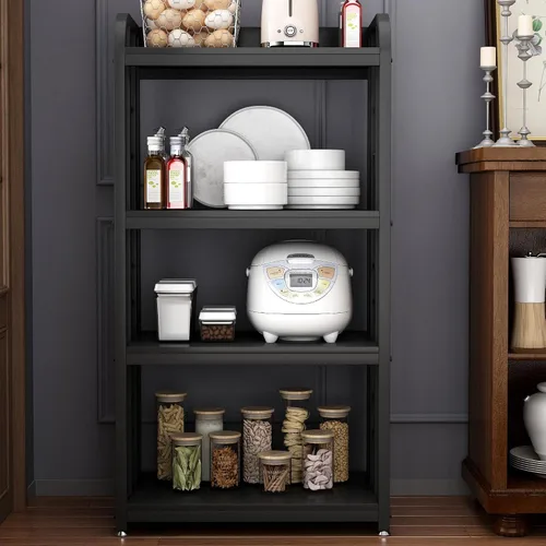 Vista 6 de Estantería de cocina de 4 niveles, soporte independiente para microondas, estante de almacenamiento multiuso, barra de café para sala de estar