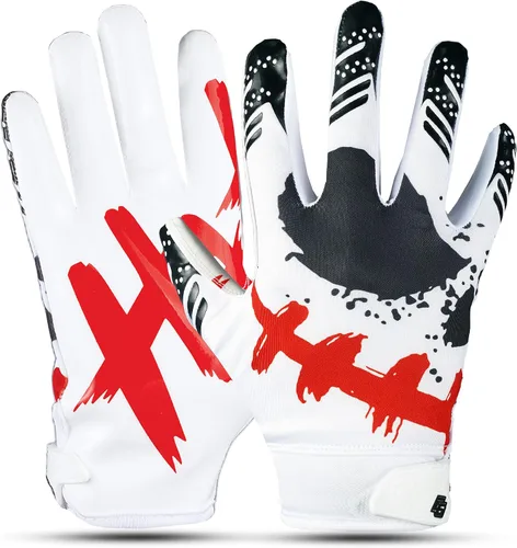 Vista 2 de Jester Guantes de Fútbol Americano – Guantes de Receptor Súper Adherentes para Aumentar el Agarre y el Rendimiento en Juegos y Entrenamientos