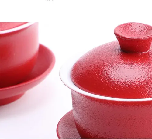 Vista 5 de GVILTY Suministros de decoración de boda tradicionales chinos Juego de té de porcelana de felicidad doble palillos de cuenco de regalo, Juego de té