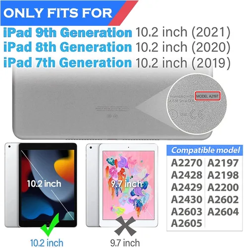 Vista 6 de YINLAI Funda para iPad de 9ª, 8ª y 7ª generación de 10.2 pulgadas, iPad Air de 3ª generación con soporte para lápiz y soporte para lápices