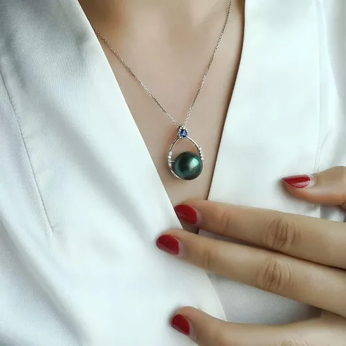 Vista 7 de Nonnyl Gifts for Wife -Tahitian BlackFreshwater Cultured Pearl Necklace for Women-Anniversary Birthday Mothers Day Valentines Day Christmas- Fine