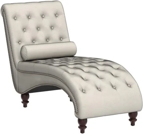 Vista 4 de Moderna tumbona de terciopelo para interiores con ribete de cabeza de clavo, sillón sin brazos con botones para interior con almohada lumbar y 4