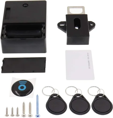 Vista 6 de ETEKJOY Cierre electrónico RFID para armarios oculto DIY para armarios de madera, taquillas, cajones, alacenas (Negro)