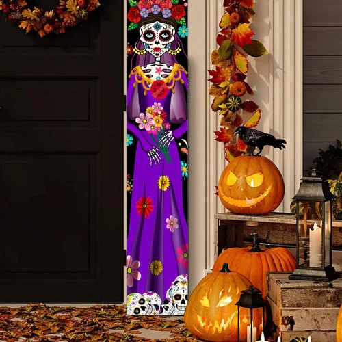 Vista 2 de Decoración del Día de los Muertos, decoración del Día de los Muertos, decoración mexicana, fiesta mexicana, calavera de azúcar, flores