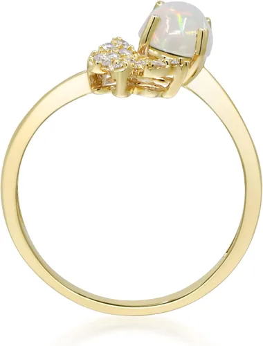 Vista 4 de Gin & Grace Anillo de ópalo etíope natural de oro amarillo de 10 quilates con diamantes para mujer Joyería hecha a mano de ópalo