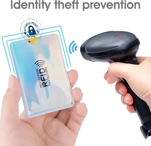 Vista 4 de Prasacco Juego de 24 fundas de bloqueo RFID para tarjetas de crédito, protector de tarjeta de identidad, antirrobo, protectores de pasaporte