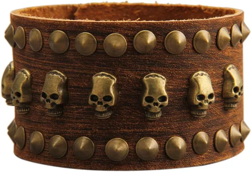 Vista 18 de GelConnie Pulsera de Cuero con Abrazadera para Hombres y Mujeres, Pulsera Vikinga de Cuero Gruesa, Pulseras de Cuero para Hombres, Pulsera