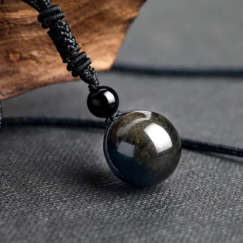 Vista 26 de iSTONE Collar unisex con dije de cuentas redondas auténticas, cadena de cuerda negra de 24 pulgadas para hombres y mujeres