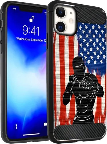 Vista 5 de CasesOnDeck - Funda compatible con Apple iPhone 11 / iPhone XI (2019) de 6.1 pulgadas, funda delgada de fibra de carbono TPU para acentuar arañazos