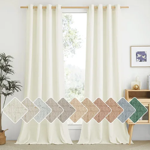 Vista 81 de NICETOWN - Cortinas de lino angora para ventana de cocina sobre el fregadero, con ojales, lino grueso angora, tratamientos cortos para ventanas