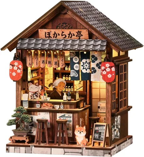 Vista 13 de Kit de rincón de libros para bricolaje con luz LED, casa de muñecas en miniatura, rompecabezas de madera 3D, decoración de estantería, regalo