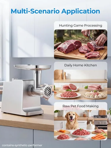 Vista 4 de Picadora de carne eléctrica, potencia máxima de 3600 W, 1 HP, cabezal #12