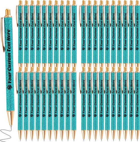 Vista 15 de 10 bolígrafos personalizados con purpurina, bolígrafos impresos personalizados a granel, bolígrafos retráctiles de tinta negra para graduación