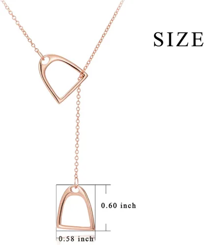 Vista 4 de YFN collar Lariat con estribos de caballo dobles, de plata esterlina 925