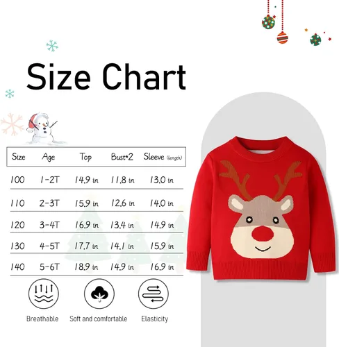Vista 6 de Suéter de Navidad para bebé, niña, niño, suéter de manga larga, suéter de Navidad unisex de punto