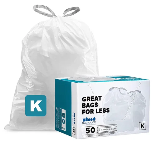 Vista 13 de Plasticplace Bolsas de basura de ajuste personalizado, compatibles con simplehuman Code K (100 unidades) con cordón azul tintado de 10 galones / 38