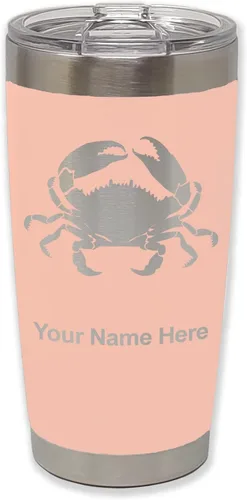Vista 33 de LaserGram Vaso aislado al vacío de 20 onzas, cangrejo, grabado personalizado incluido (camuflaje verde)