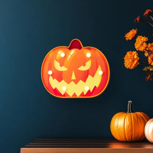 Vista 2 de Farol de Halloween con iluminación LED, decoración estilo marquesina - 7.5 pulgadas