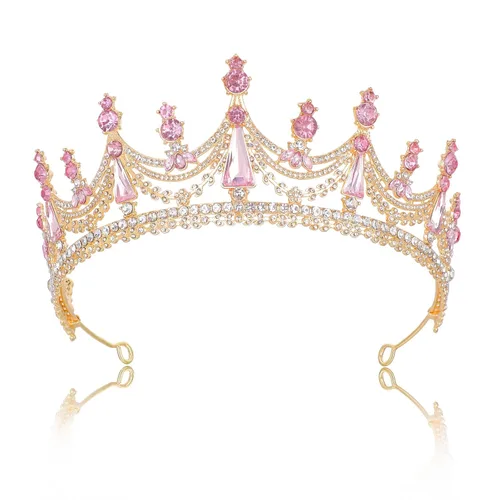 Vista 6 de FORSEVEN - Tiara de novia de cristal para cumpleaños, coronas de diamantes de imitación, boda, Halloween "Adult Women Bride Bridesmaid Engagement