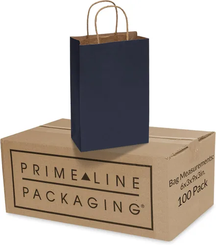 Vista 11 de Prime Line Packaging Bolsas de regalo de papel, bolsas de regalo azul marino, pequeñas con asas, bolsas de compras para negocios, golosinas