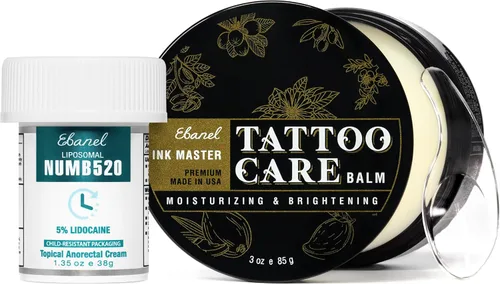 Vista 10 de Ebanel Set de crema anestésica de lidocaína al 5% y bálsamo para tatuajes, crema anestésica tópica Numb520 para alivio del dolor, quemaduras