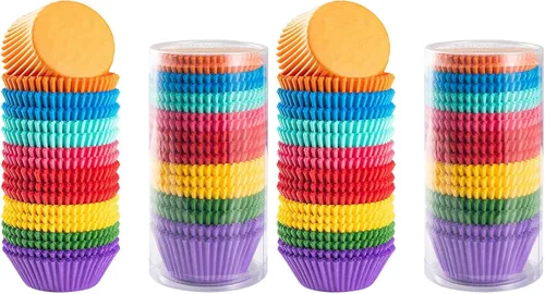 Vista 8 de Gifbera Revestimientos para cupcakes de arcoíris brillantes, tazas