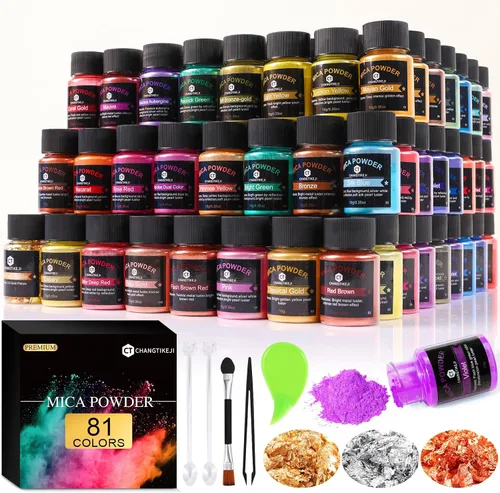 Vista 38 de CHANGTIKEJI Polvo de Mica, 24 Colores - 10g/Botella de Polvo de Pigmento Natural para Resina Epoxy, Fabricación de Jabón, Velas, Brillo de Labios