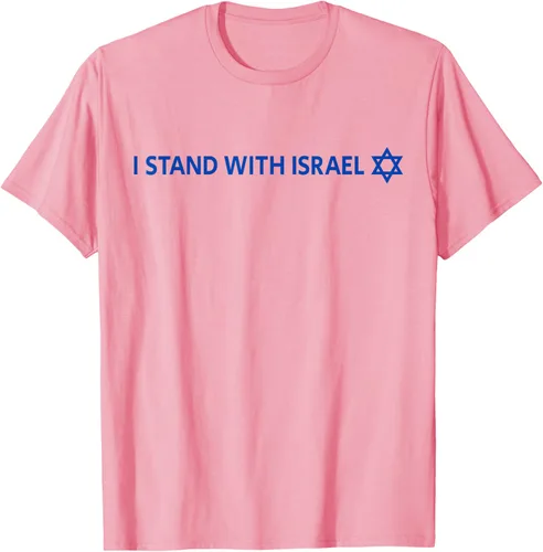 Vista 50 de I Stand With Israel Camiseta de la estrella judía de David de la bandera israelí, Blanco
