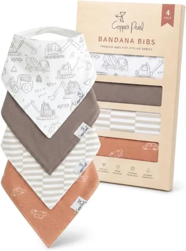 Vista 33 de Copper Pearl Baberos tipo bandana para bebé, paquete de 4 baberos de algodón suave para babear y dentición, absorbentes, ajuste ajustable, muchos