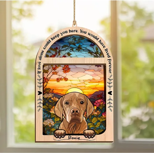 Vista 262 de LOVELYPOD Adorno de Navidad personalizado de sabueso afgano, atrapasoles con nombre, regalos de pérdida de mascotas, regalos para amantes