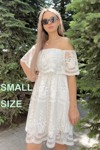 Vista 5 de HOYISHION Womens V-Neck Floral Embroidered Lace Mini Dress Bridesmaid Wedding Guest Cocktail Party Short Dresses