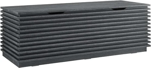 Vista 11 de Modway Render - Banco de almacenamiento de grano de madera de 47 pulgadas en nogal