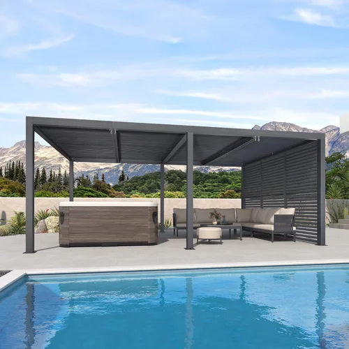 Vista 27 de PURPLE LEAF 94AS - Pérgola pequeña de aluminio compacto de 10 x 12 pies con techo rígido con listones ajustables para patio, cubierta de terraza
