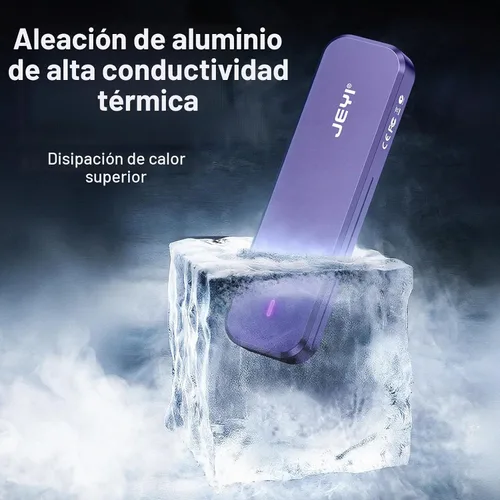 Vista 5 de JEYI Carcasa SSD NVMe, adaptador/lector M.2 a USB C de 10 Gbps, refrigeración de aluminio, teclas M, compatible con SSD 2230/2242/2260/2280