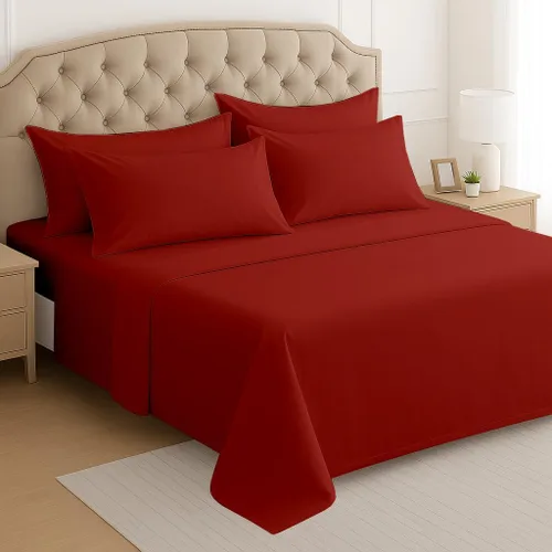 Vista 2 de Mattress-Homes Juego de sábanas tamaño Queen de 6 piezas, colección Hotel Luxury, 100% algodón egipcio, sábana bajera ajustable de 18 pulgadas