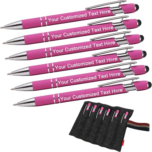 Vista 7 de EAQ Bolígrafos personalizados grabados personalizados con punta de lápiz capacitivo, bolígrafos con nombre de texto y mensaje para aniversarios