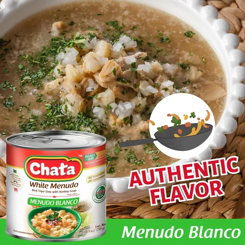 Vista 6 de Chata Mexican White Menudo, estofado de ternera con maíz hominy, 25 onzas (paquete de 3) Listo para comer, solo calienta y sirve