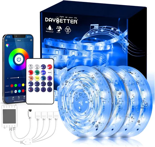 Vista 13 de DAYBETTER Tira de luces LED de 16.4 pies que cambian de color impermeable con control remoto