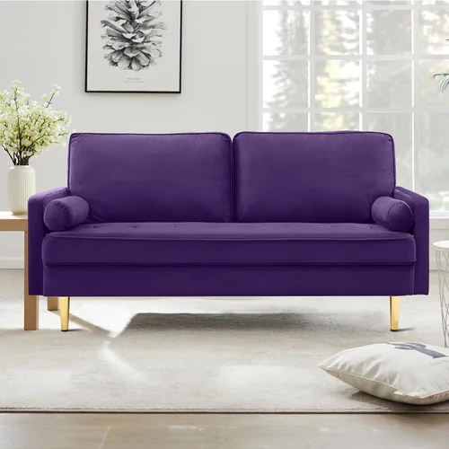 Vista 8 de Sofá Loveseat de Terciopelo, Muebles de Asientos de Amor Pequeños Modernos de Mediados de Siglo, Sofá Cómodo para Sala de Estar, Sofá Tapizado de 2