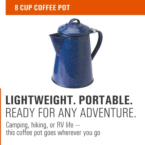 Vista 2 de GSI Outdoors Cafetera esmaltada para almacenar café caliente, té para campamento y granja, 8 tazas
