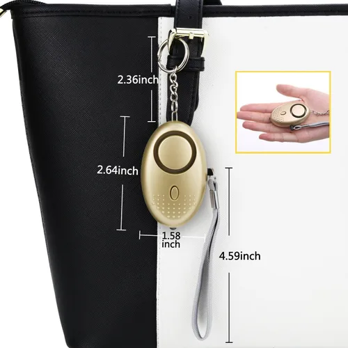 Vista 5 de Alarma personal para mujeres, llavero de alarma de seguridad de autodefensa de emergencia de 140 dB con luz LED para mujeres, niños y ancianos