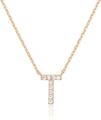 Vista 30 de PAVOI 14K White Gold Plated Cubic Zirconia Initial Necklace Letter Dainty Necklaces for Women
