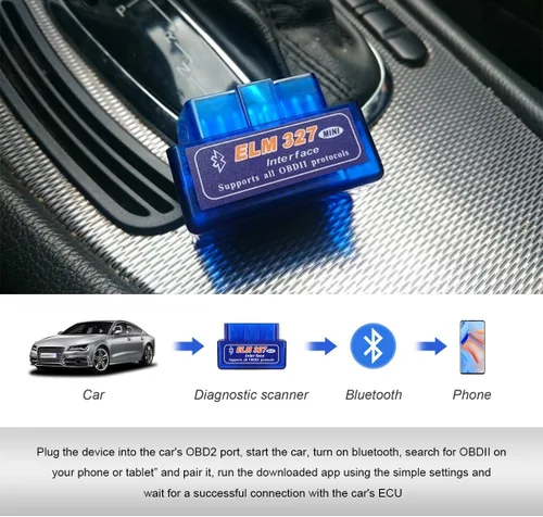 Vista 6 de ELM327 OBDII - Escáner de diagnóstico automático para automóvil, mini herramienta de escaneo Bluetooth profesional, lector de código de falla
