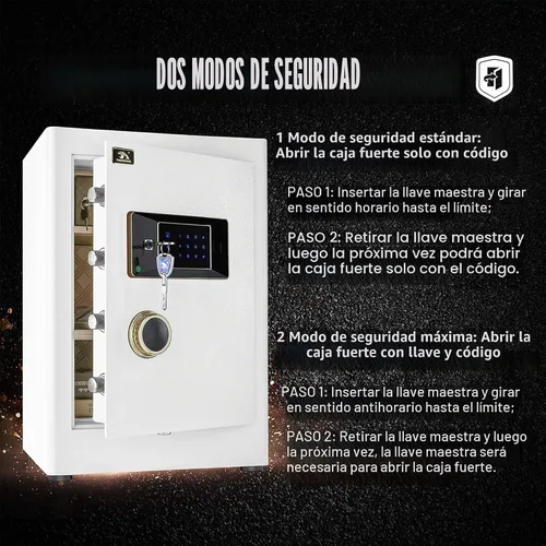Vista 4 de TIGERKING Caja fuerte para el hogar con bloqueo digital de pantalla táctil Blanco