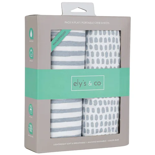 Vista 7 de Ely's & Co. Funda impermeable para cambiador, juego de 2 sábanas para bebé, 100 % algodón, sábanas de algodón de punto jersey con forro impermeable