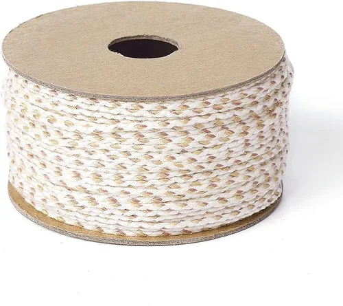 Vista 7 de Cordones de macramé de algodón natural azul de 0.079 in con ribete trenzado de hilo decorativo con carrete para hacer macramé de bricolaje