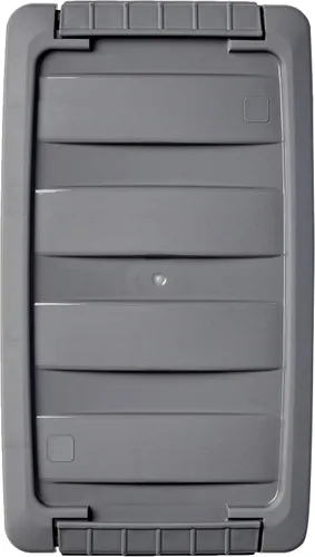 Vista 3 de Amazon Basics Contenedores de almacenamiento de plástico con tapas de cierre seguro, cubos organizadores apilables, transparente/gris, 5 cuartos