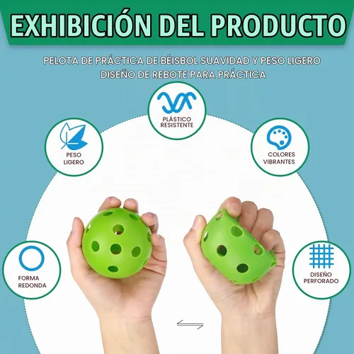 Vista 3 de Tanlade Paquete de 36 pelotas de práctica de béisbol, bolas de entrenamiento de plástico, bolas de softball ligeras huecas de flujo de aire con una