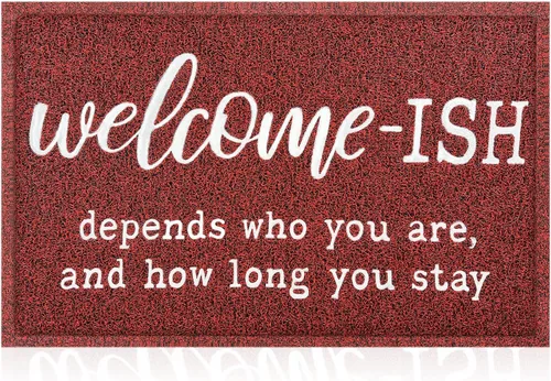 Vista 14 de JJUUYOU Felpudo de bienvenida para puerta delantera, entrada al aire libre, Welcome Ish Depends Who You are, tapete antideslizante de goma